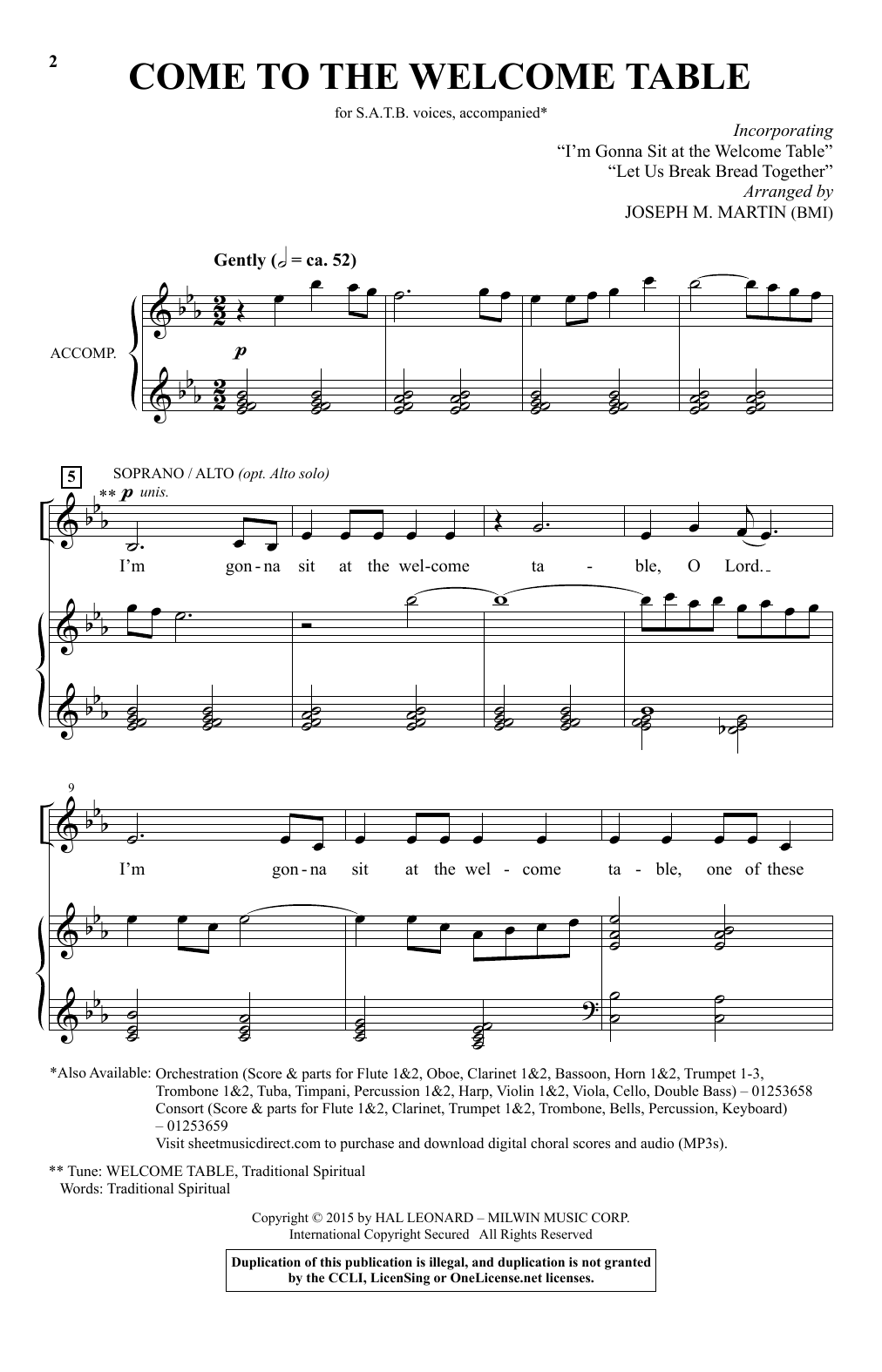 Learn to play Joseph M. Martin Come To The Welcome Table sheet music for SATB Choir in minutes. Price: 3.9900$ Joseph M. Martin Come To The Welcome Table sheet music notes and chords arranged for SATB Choir
