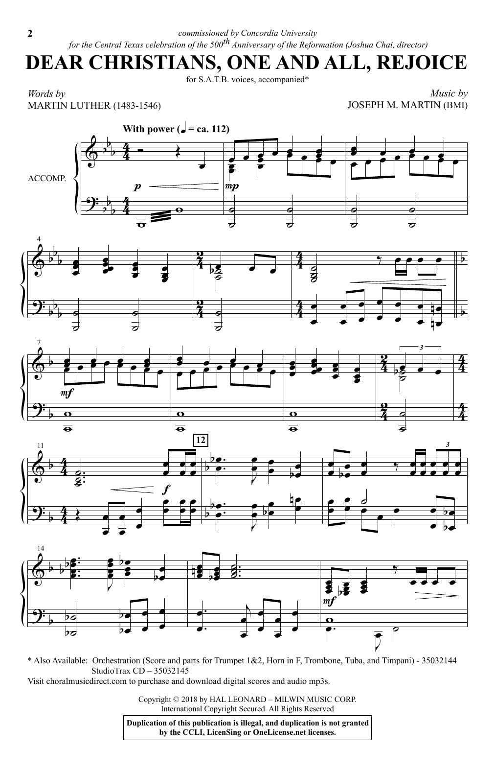 Learn to play Joseph M. Martin Dear Christians One And All, Rejoice sheet music for SATB Choir in minutes. Price: 3.9900$ Joseph M. Martin Dear Christians One And All, Rejoice sheet music notes and chords arranged for SATB Choir