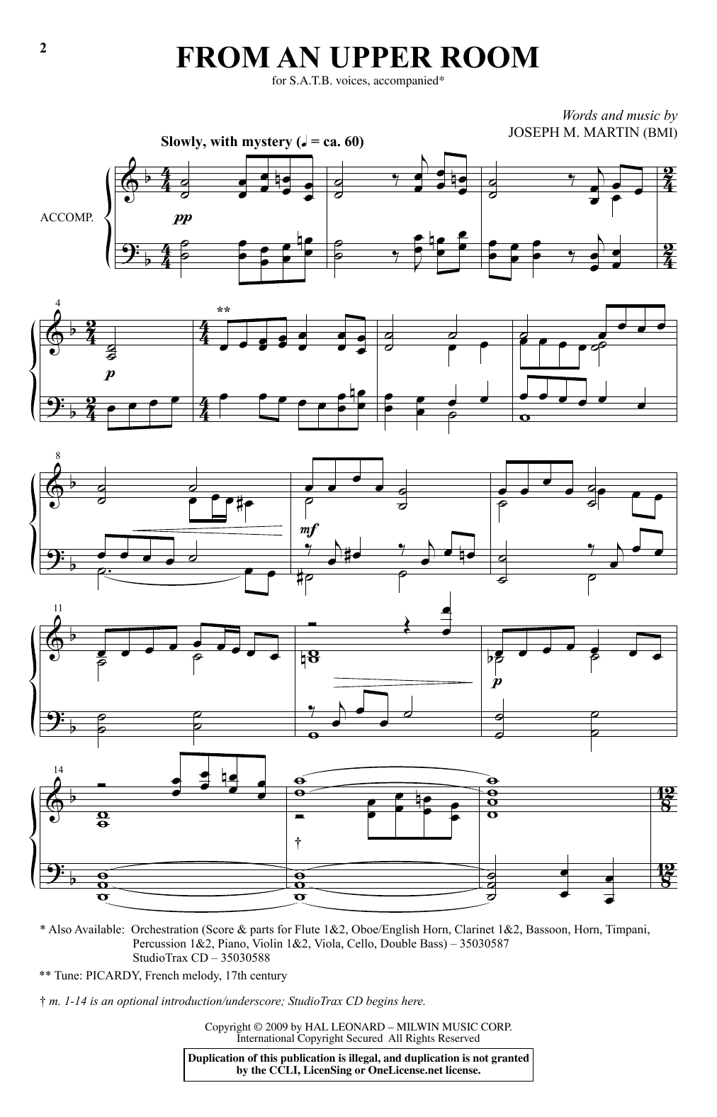 Learn to play Joseph M. Martin From An Upper Room sheet music for SATB Choir in minutes. Price: 3.9900$ Joseph M. Martin From An Upper Room sheet music notes and chords arranged for SATB Choir