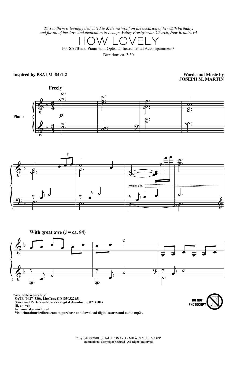 Joseph M. Martin How Lovely sheet music notes and chords. Download Printable PDF.