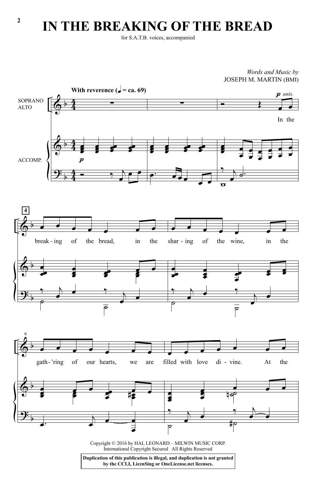 Learn to play Joseph M. Martin In The Breaking Of The Bread sheet music for SATB Choir in minutes. Price: 3.9900$ Joseph M. Martin In The Breaking Of The Bread sheet music notes and chords arranged for SATB Choir
