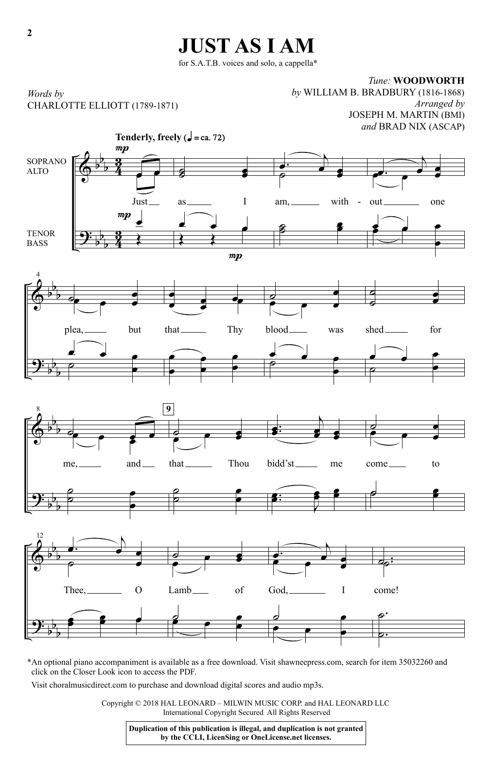 Learn to play Joseph M. Martin Just As I Am sheet music for SATB Choir in minutes. Price: 3.9900$ Joseph M. Martin Just As I Am sheet music notes and chords arranged for SATB Choir