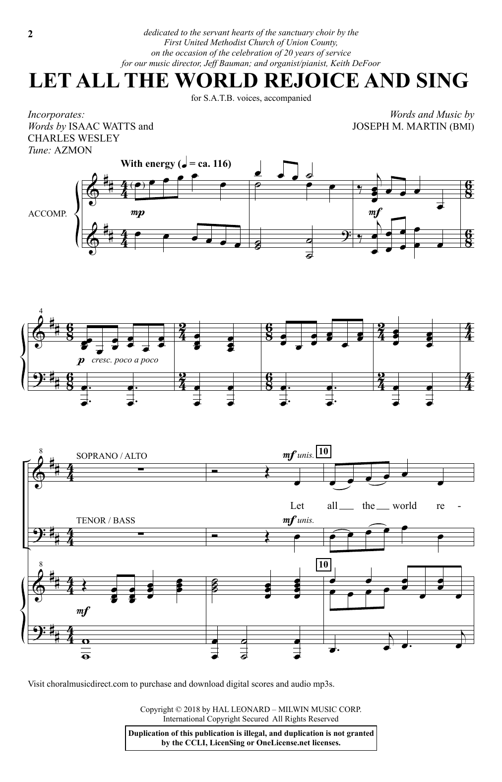 Learn to play Joseph M. Martin Let All The World Rejoice And Sing sheet music for SATB Choir in minutes. Price: 3.9900$ Joseph M. Martin Let All The World Rejoice And Sing sheet music notes and chords arranged for SATB Choir