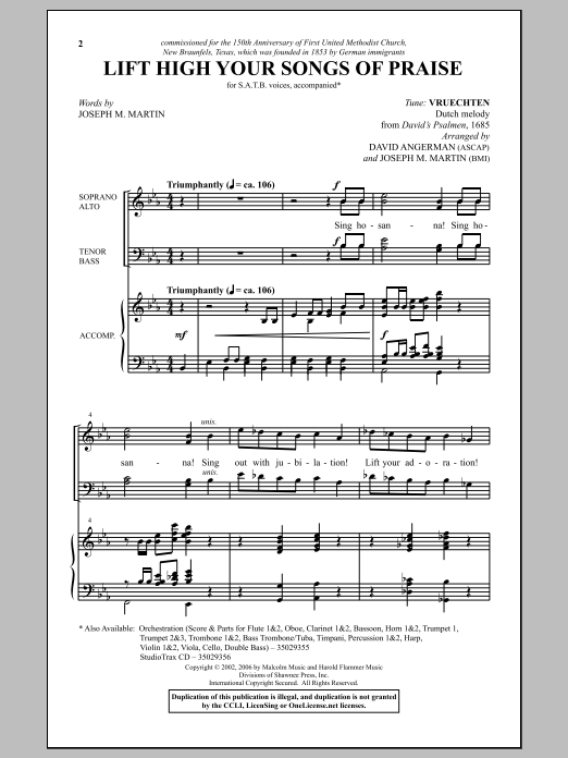 Learn to play Joseph M. Martin Lift High Your Songs Of Praise sheet music for SATB Choir in minutes. Joseph M. Martin Lift High Your Songs Of Praise sheet music notes and chords. Download Printable PDF.