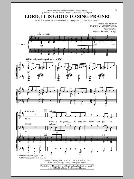 Learn to play Joseph M. Martin Lord, It Is Good To Sing Praise! sheet music for SATB Choir in minutes. Price: 3.9900$ Joseph M. Martin Lord, It Is Good To Sing Praise! sheet music notes and chords arranged for SATB Choir
