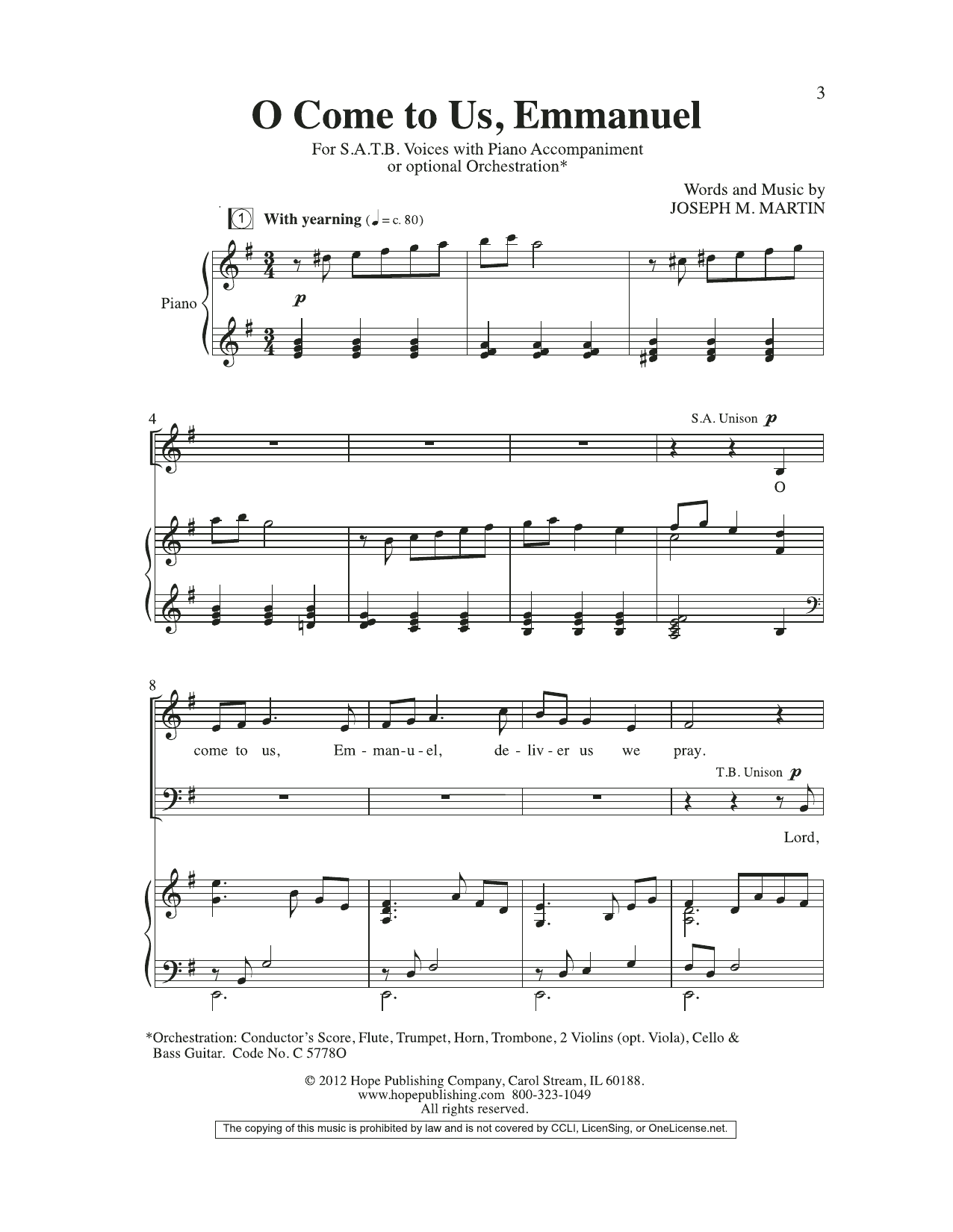 Learn to play Joseph M. Martin O Come To Us, Emmanuel sheet music for Piano & Vocal in minutes. Price: 7.8900$ Joseph M. Martin O Come To Us, Emmanuel sheet music notes and chords arranged for Piano & Vocal