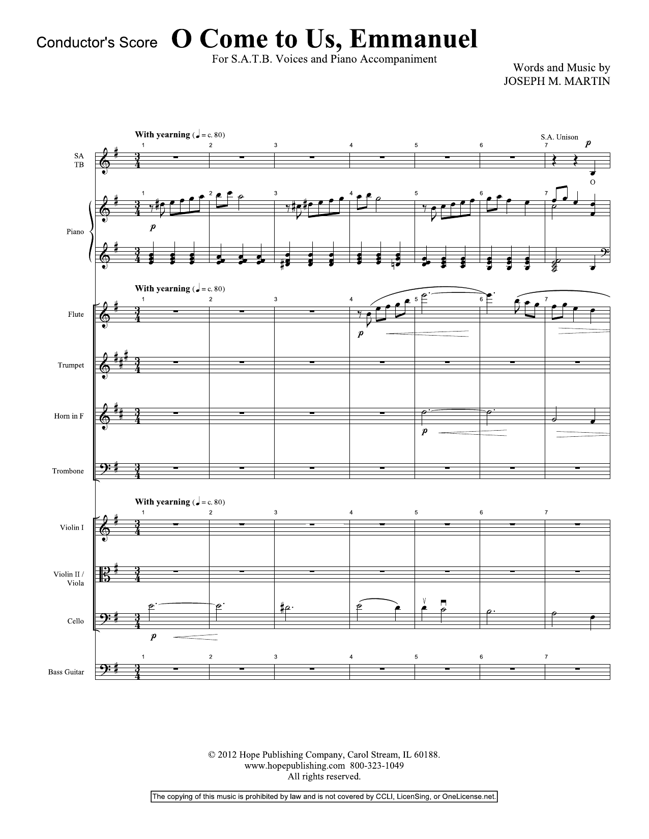 Learn to play Joseph M. Martin O Come To Us, Emmanuel - Full Score sheet music for Choir Instrumental Pak in minutes. Price: 39.9900$ Joseph M. Martin O Come To Us, Emmanuel - Full Score sheet music notes and chords arranged for Choir Instrumental Pak