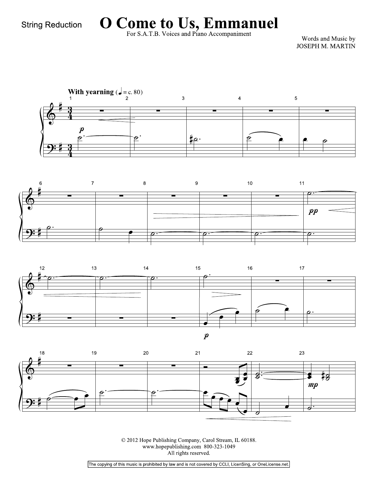 Learn to play Joseph M. Martin O Come To Us, Emmanuel - Keyboard String Reduction sheet music for Choir Instrumental Pak in minutes. Price: 39.9900$ Joseph M. Martin O Come To Us, Emmanuel - Keyboard String Reduction sheet music notes and chords arranged for Choir Instrumental Pak