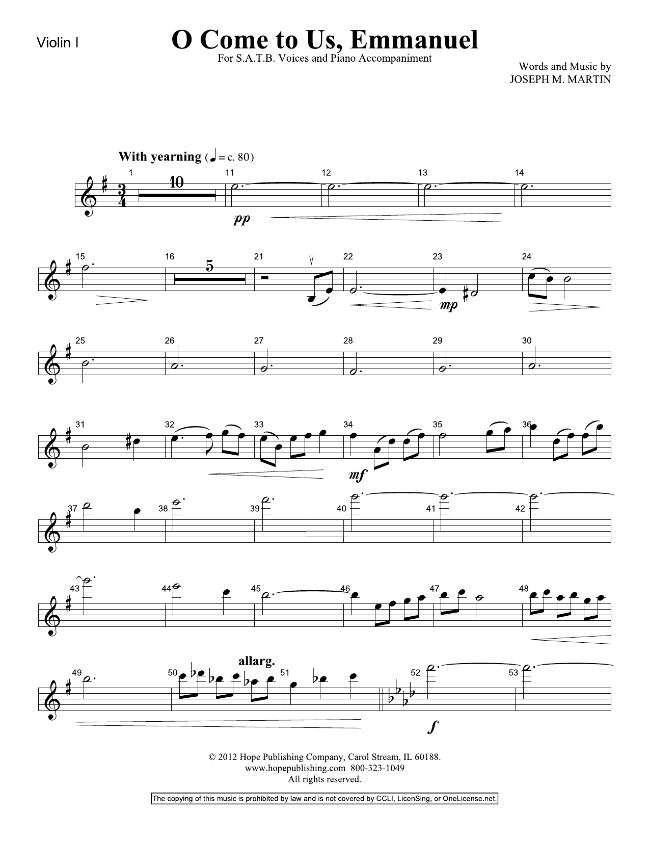 Learn to play Joseph M. Martin O Come To Us, Emmanuel - Violin 1 sheet music for Choir Instrumental Pak in minutes. Price: 39.9900$ Joseph M. Martin O Come To Us, Emmanuel - Violin 1 sheet music notes and chords arranged for Choir Instrumental Pak