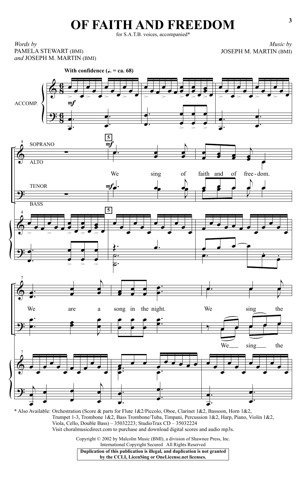 Learn to play Joseph M. Martin Of Faith And Freedom sheet music for SATB Choir in minutes. Price: 3.9900$ Joseph M. Martin Of Faith And Freedom sheet music notes and chords arranged for SATB Choir
