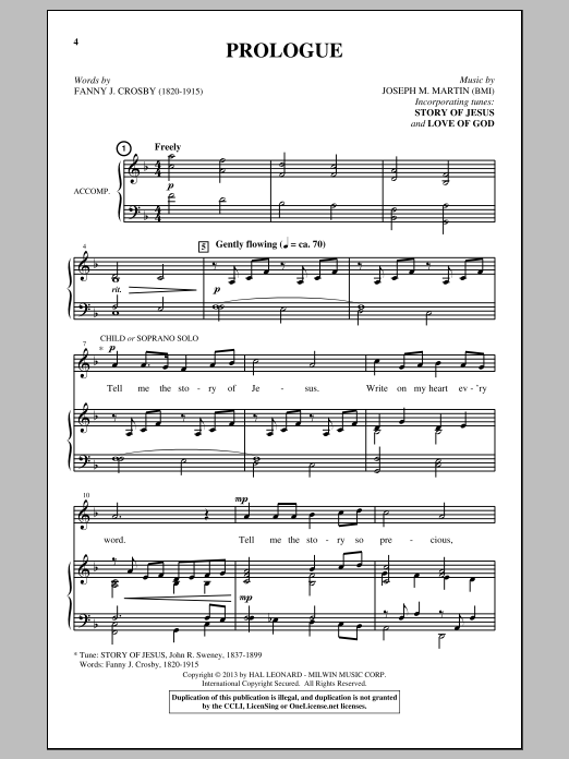 Joseph M. Martin Prologue sheet music notes and chords. Download Printable PDF.