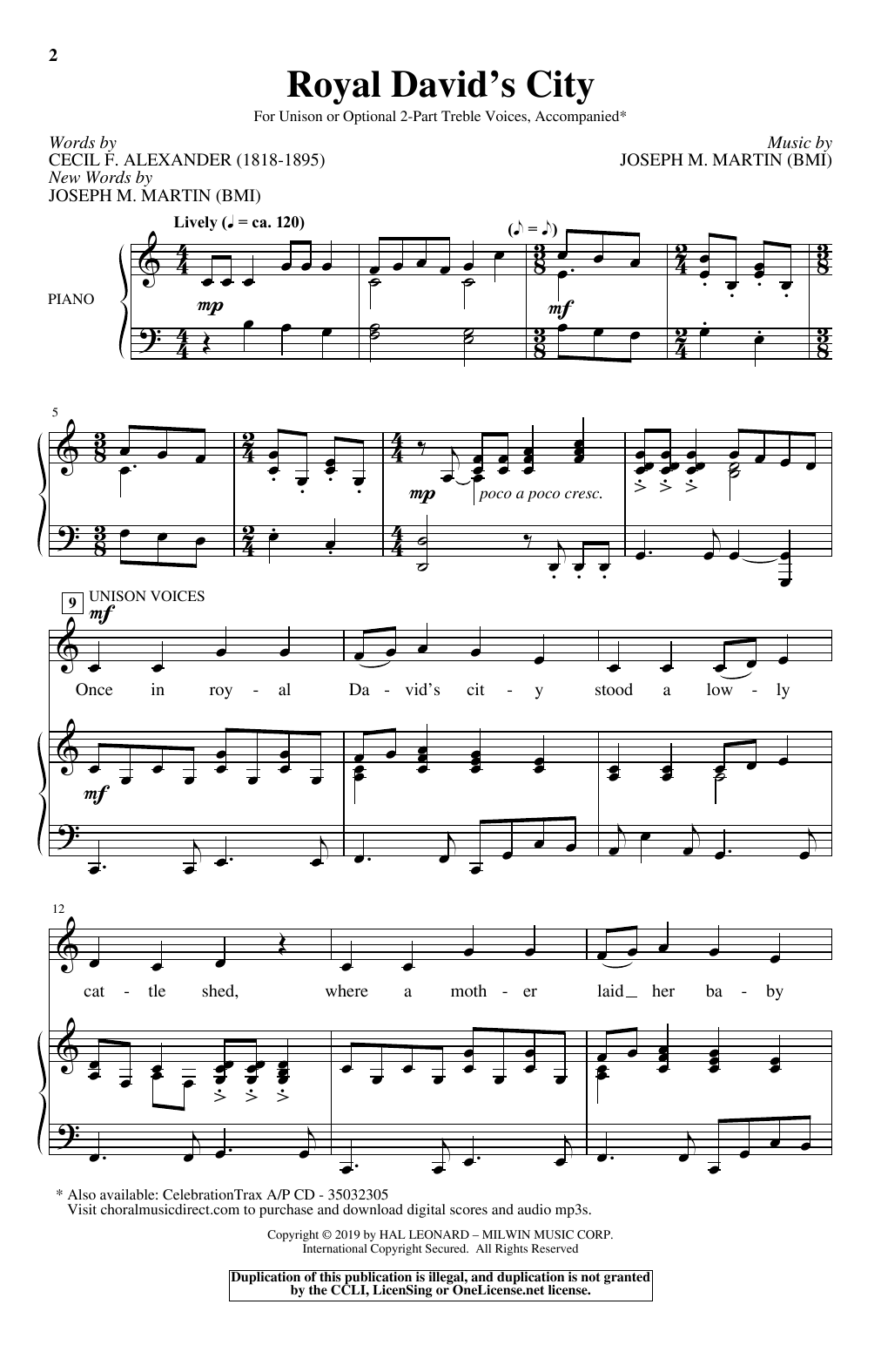 Learn to play Joseph M. Martin Royal David's City sheet music for Choir in minutes. Price: 3.9900$ Joseph M. Martin Royal David's City sheet music notes and chords arranged for Choir