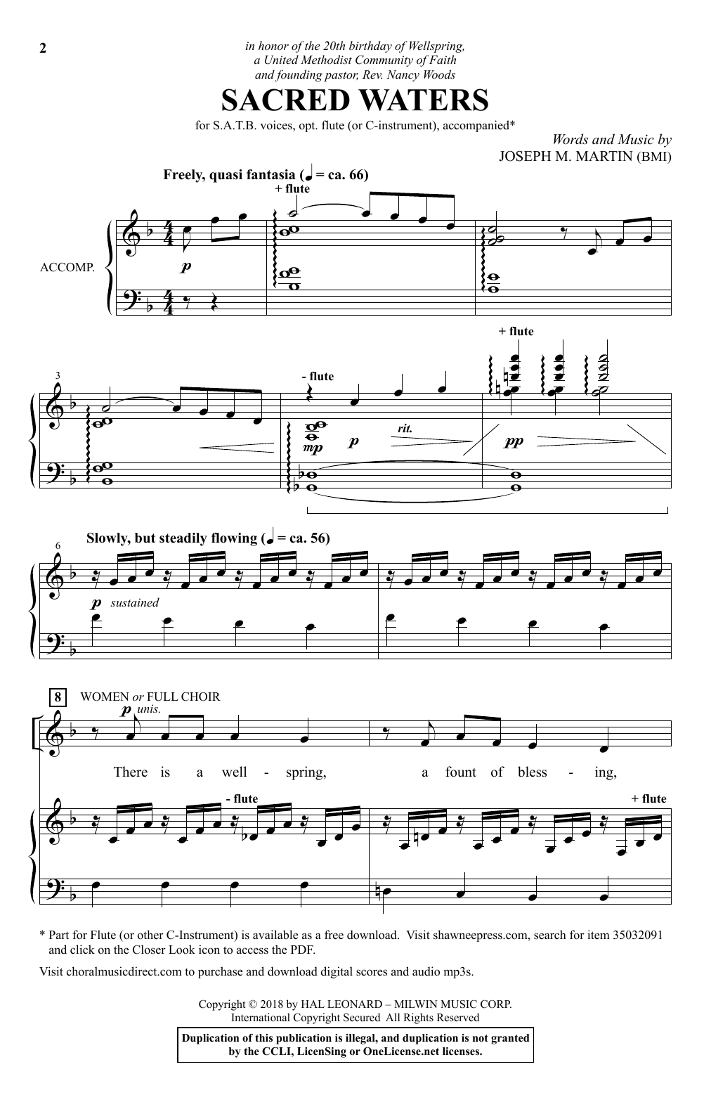 Joseph M. Martin Sacred Waters sheet music notes and chords. Download Printable PDF.