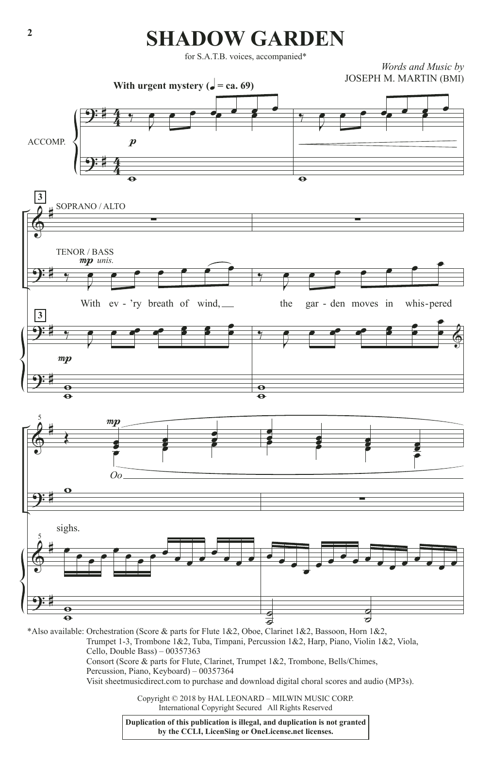 Joseph M. Martin Shadow Garden sheet music notes and chords. Download Printable PDF.