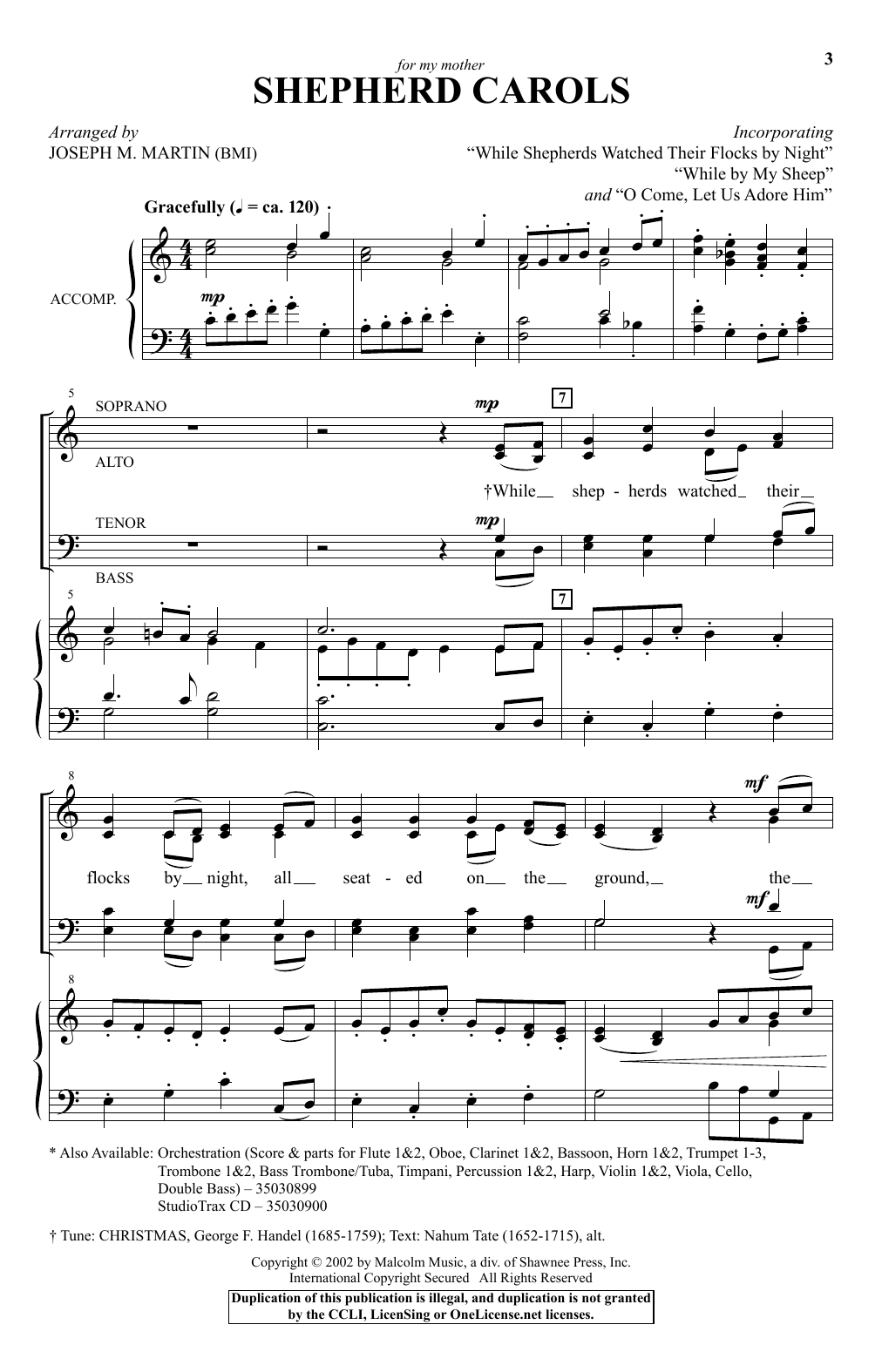 Joseph M. Martin Shepherd Carols sheet music notes and chords. Download Printable PDF.