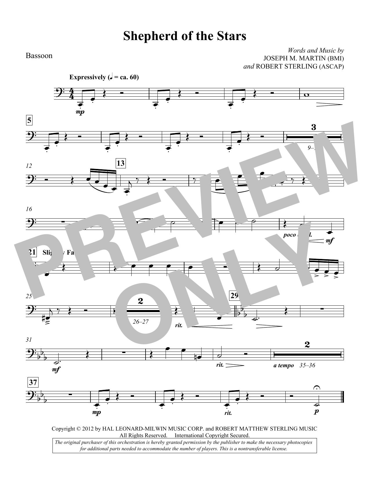 Learn to play Joseph M. Martin Shepherd Of The Stars - Bassoon sheet music for Choir Instrumental Pak in minutes. Price: 8.9900$ Joseph M. Martin Shepherd Of The Stars - Bassoon sheet music notes and chords arranged for Choir Instrumental Pak