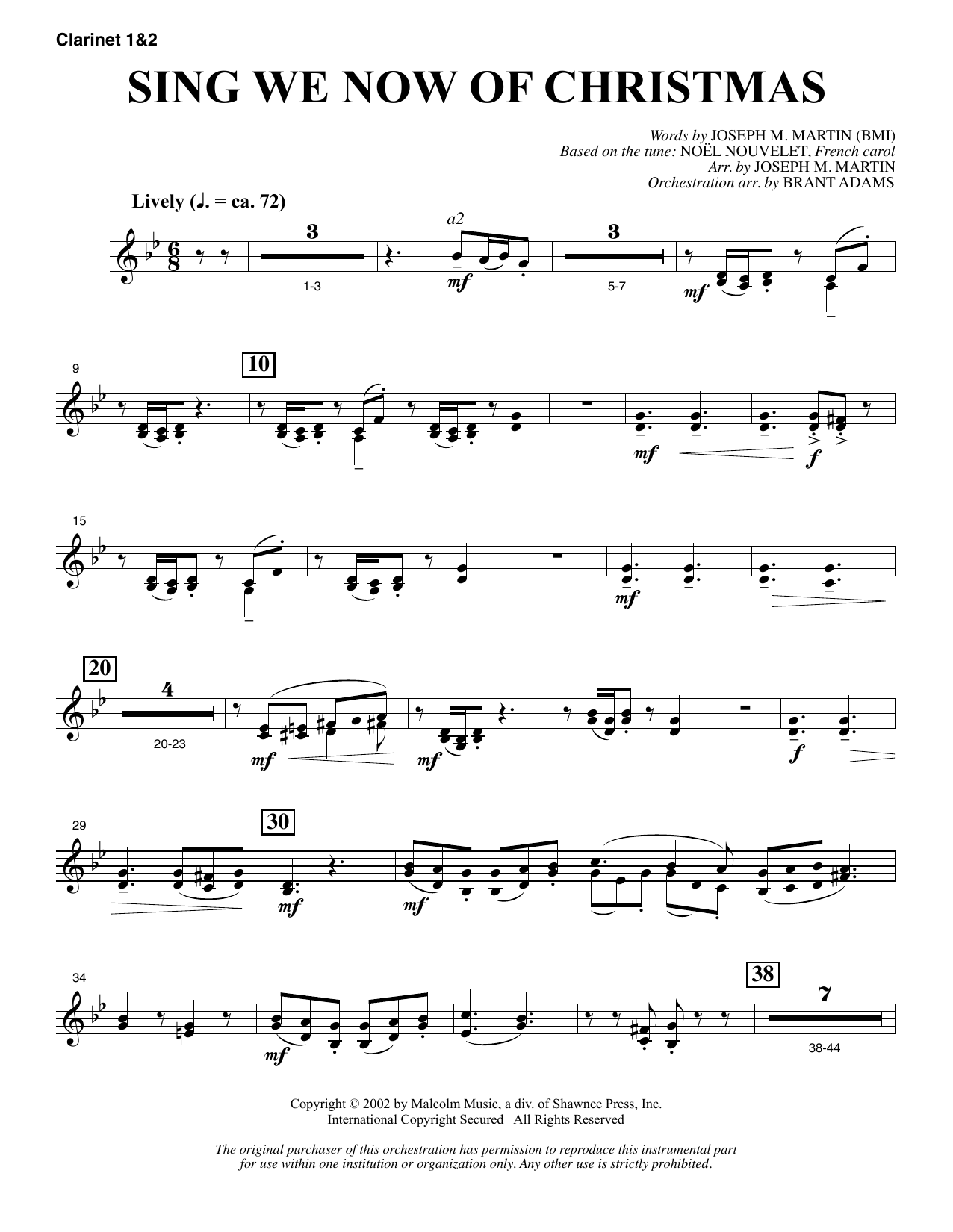 Learn to play Joseph M. Martin Sing We Now Of Christmas (from Morning Star) - Bb Clarinet 1 & 2 sheet music for Choir Instrumental Pak in minutes. Price: 8.9900$ Joseph M. Martin Sing We Now Of Christmas (from Morning Star) - Bb Clarinet 1 & 2 sheet music notes and chords arranged for Choir Instrumental Pak
