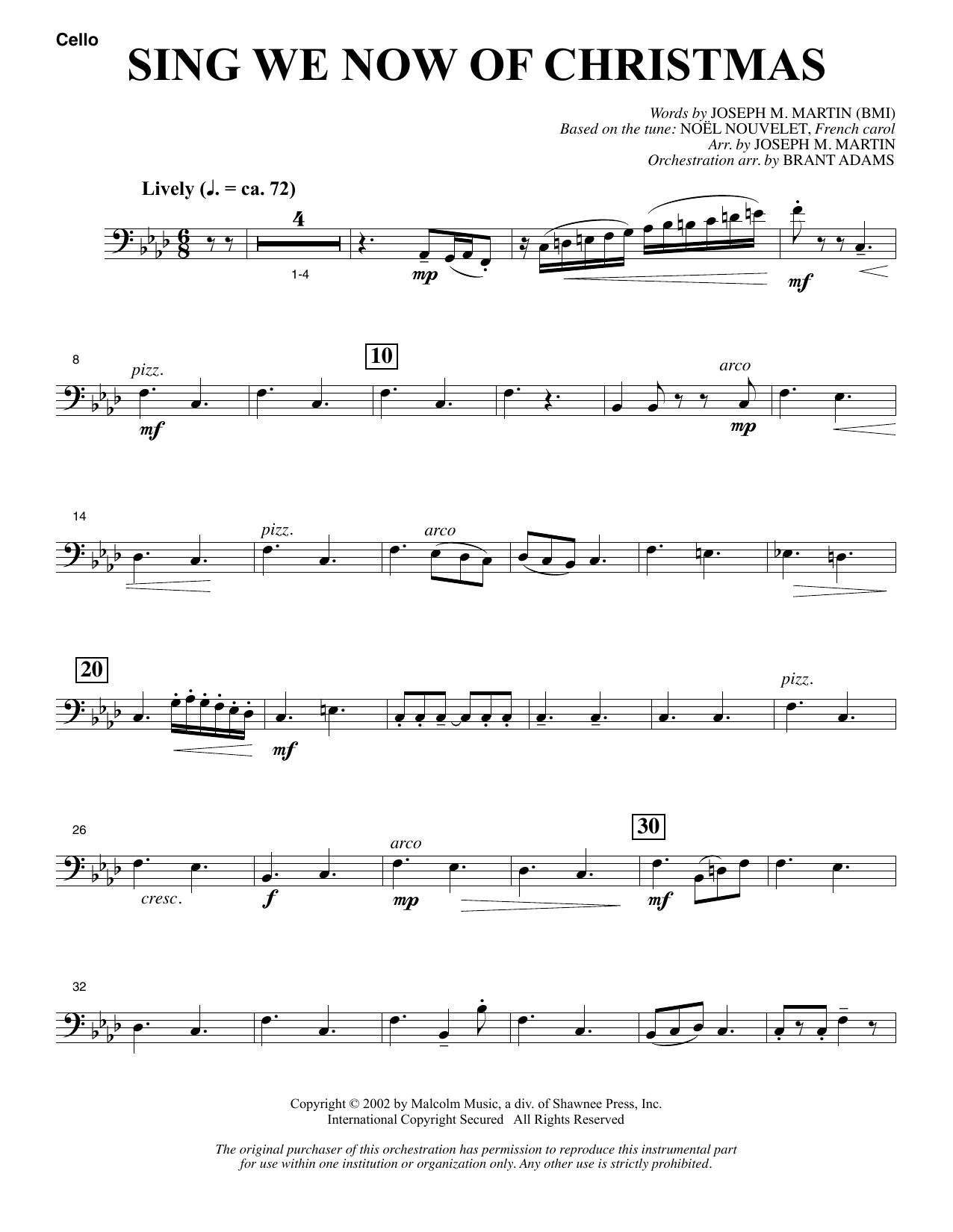Learn to play Joseph M. Martin Sing We Now Of Christmas (from Morning Star) - Cello sheet music for Choir Instrumental Pak in minutes. Price: 8.9900$ Joseph M. Martin Sing We Now Of Christmas (from Morning Star) - Cello sheet music notes and chords arranged for Choir Instrumental Pak