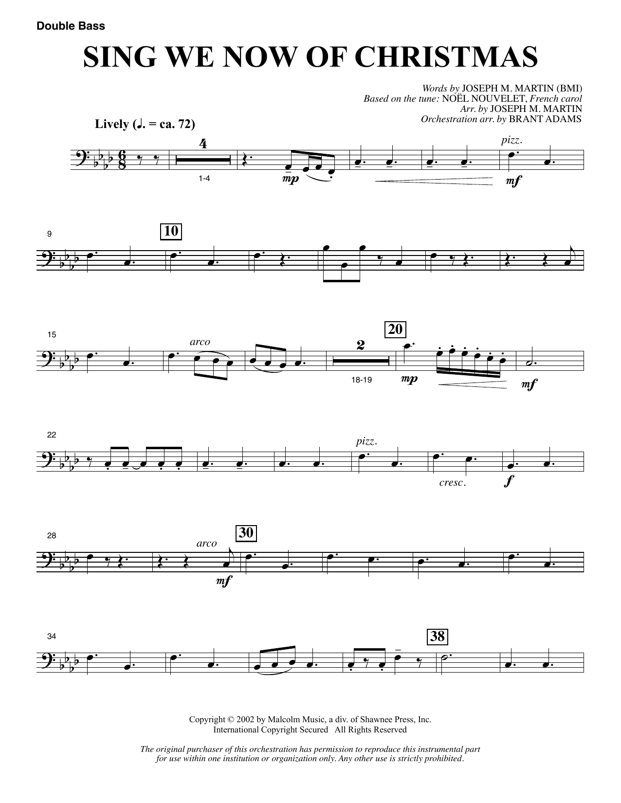Learn to play Joseph M. Martin Sing We Now Of Christmas (from Morning Star) - Double Bass sheet music for Choir Instrumental Pak in minutes. Price: 8.9900$ Joseph M. Martin Sing We Now Of Christmas (from Morning Star) - Double Bass sheet music notes and chords arranged for Choir Instrumental Pak