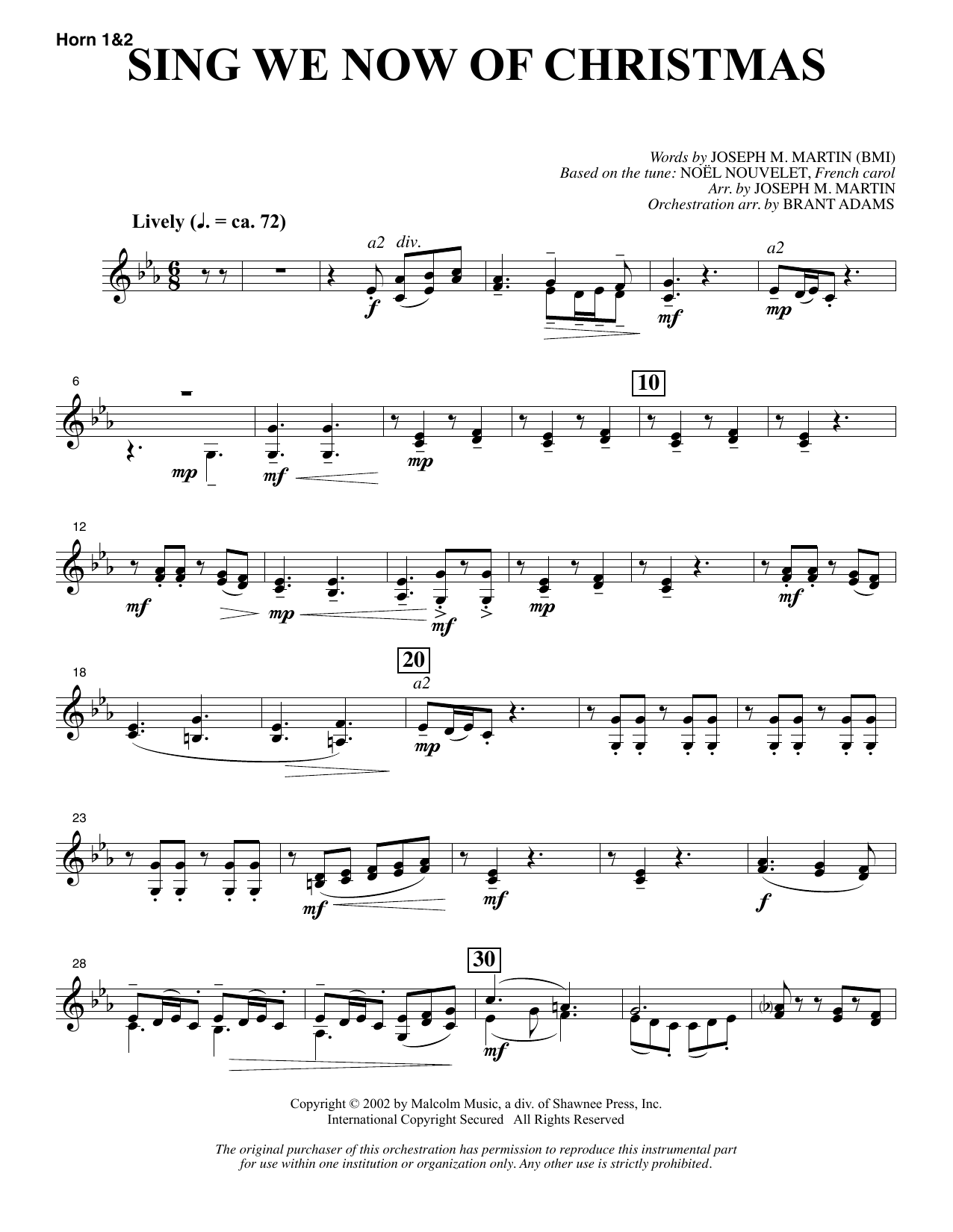Learn to play Joseph M. Martin Sing We Now Of Christmas (from Morning Star) - F Horn 1 & 2 sheet music for Choir Instrumental Pak in minutes. Price: 8.9900$ Joseph M. Martin Sing We Now Of Christmas (from Morning Star) - F Horn 1 & 2 sheet music notes and chords arranged for Choir Instrumental Pak