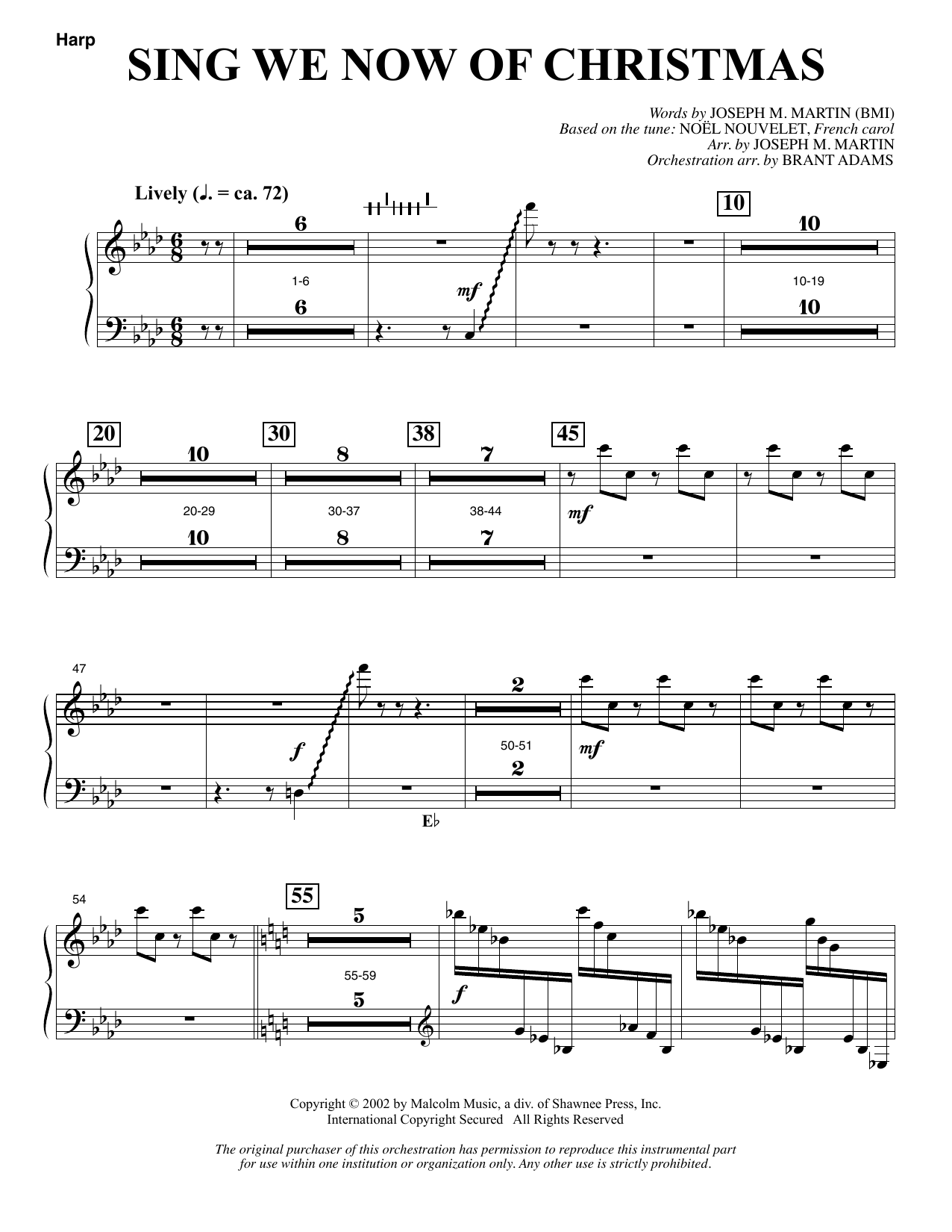 Learn to play Joseph M. Martin Sing We Now Of Christmas (from Morning Star) - Harp sheet music for Choir Instrumental Pak in minutes. Price: 8.9900$ Joseph M. Martin Sing We Now Of Christmas (from Morning Star) - Harp sheet music notes and chords arranged for Choir Instrumental Pak
