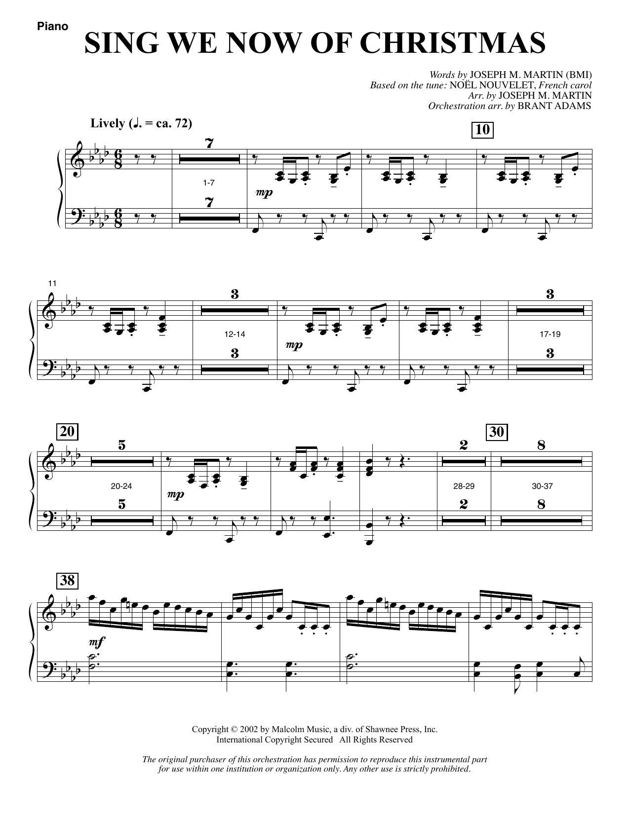 Learn to play Joseph M. Martin Sing We Now Of Christmas (from Morning Star) - Piano sheet music for Choir Instrumental Pak in minutes. Price: 8.9900$ Joseph M. Martin Sing We Now Of Christmas (from Morning Star) - Piano sheet music notes and chords arranged for Choir Instrumental Pak