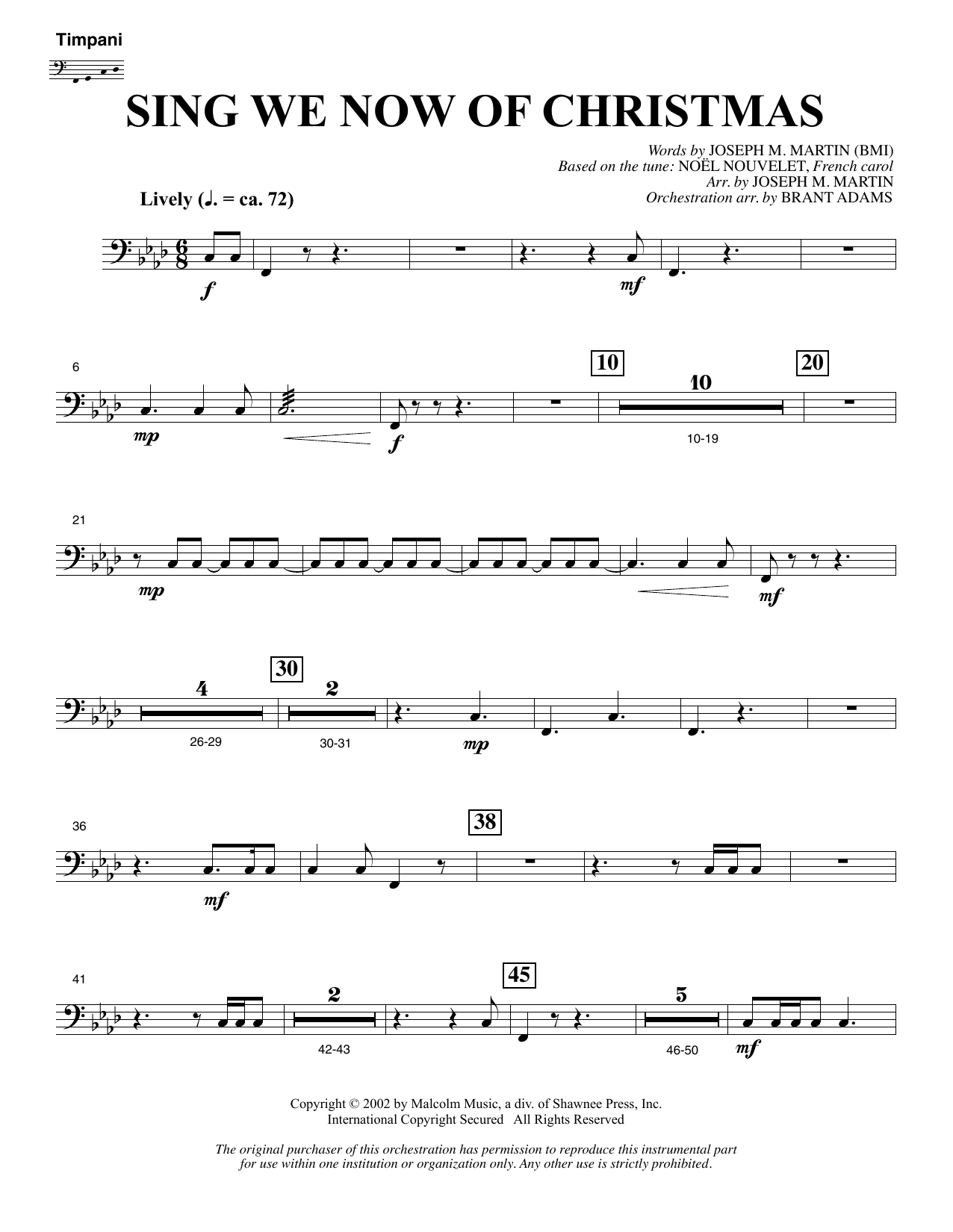 Learn to play Joseph M. Martin Sing We Now Of Christmas (from Morning Star) - Timpani sheet music for Choir Instrumental Pak in minutes. Price: 8.9900$ Joseph M. Martin Sing We Now Of Christmas (from Morning Star) - Timpani sheet music notes and chords arranged for Choir Instrumental Pak