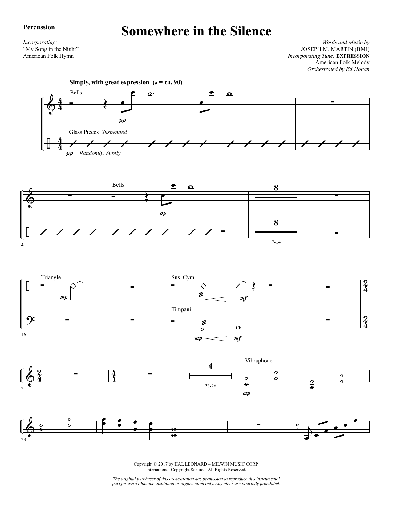 Learn to play Joseph M. Martin Somewhere in the Silence - Percussion sheet music for Choir Instrumental Pak in minutes. Joseph M. Martin Somewhere in the Silence - Percussion sheet music notes and chords. Download Printable PDF.