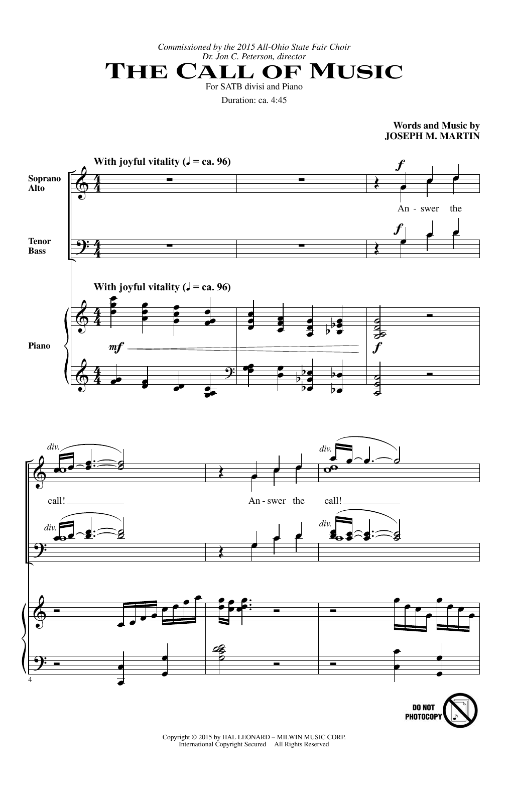 Learn to play Joseph M. Martin The Call Of Music sheet music for SATB Choir in minutes. Joseph M. Martin The Call Of Music sheet music notes and chords. Download Printable PDF.