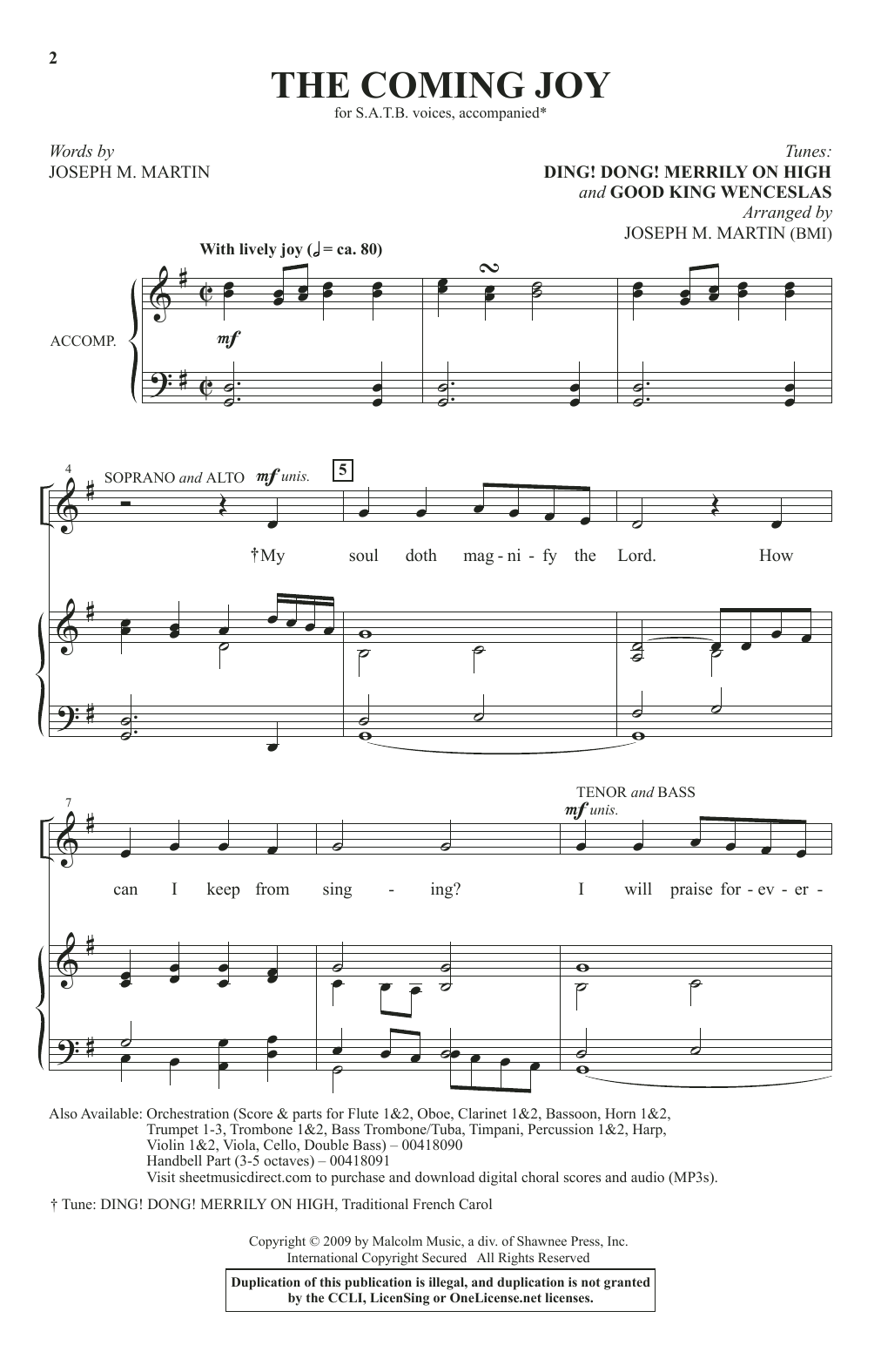 Learn to play Joseph M. Martin The Coming Joy sheet music for SATB Choir in minutes. Price: 3.9900$ Joseph M. Martin The Coming Joy sheet music notes and chords arranged for SATB Choir