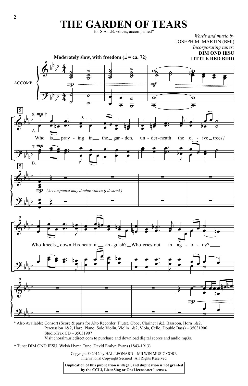 Learn to play Joseph M. Martin The Garden Of Tears sheet music for SATB Choir in minutes. Price: 3.9900$ Joseph M. Martin The Garden Of Tears sheet music notes and chords arranged for SATB Choir