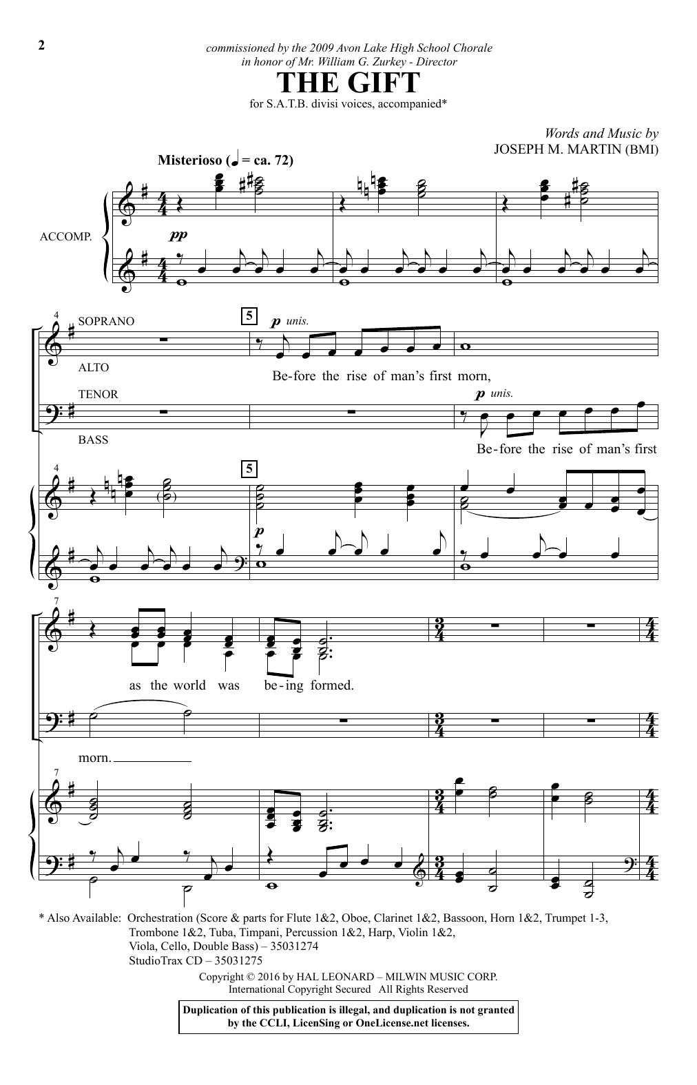 Joseph M. Martin The Gift sheet music notes and chords. Download Printable PDF.