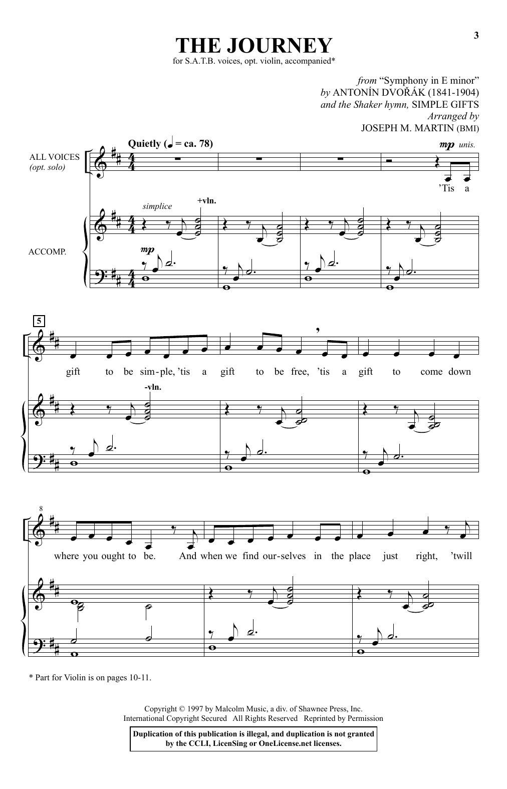 Joseph M. Martin The Journey sheet music notes and chords. Download Printable PDF.