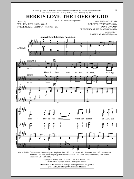 Learn to play Joseph M. Martin The Love Of God sheet music for SATB Choir in minutes. Price: 3.9900$ Joseph M. Martin The Love Of God sheet music notes and chords arranged for SATB Choir