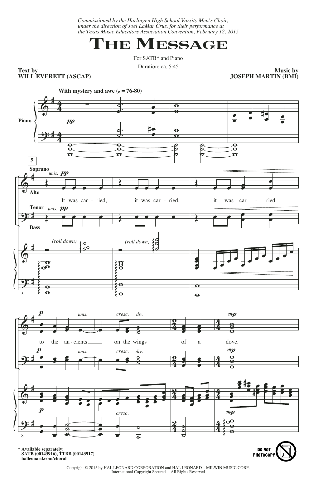 Joseph M. Martin The Message sheet music notes and chords. Download Printable PDF.