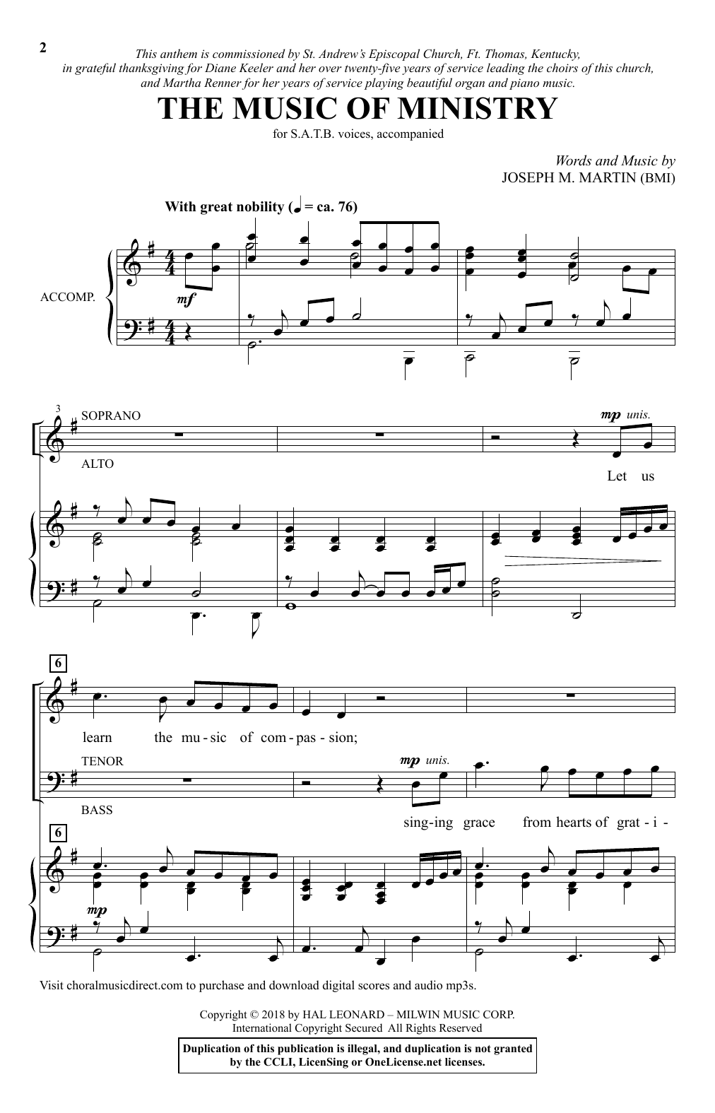 Learn to play Joseph M. Martin The Music Of Ministry sheet music for SATB Choir in minutes. Price: 3.9900$ Joseph M. Martin The Music Of Ministry sheet music notes and chords arranged for SATB Choir