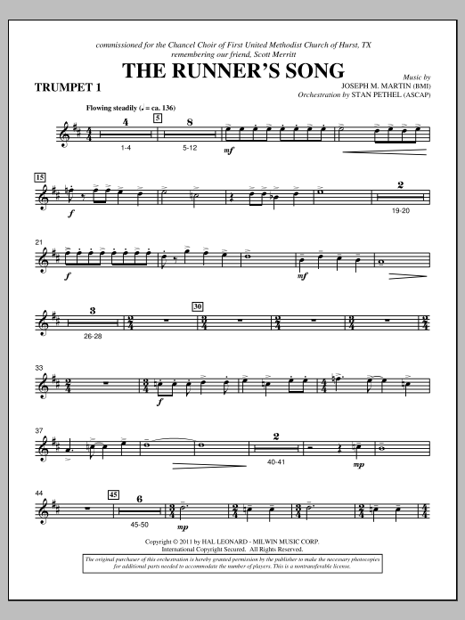 Learn to play Joseph M. Martin The Runner's Song - Bb Trumpet 1 sheet music for Choir Instrumental Pak in minutes. Price: 8.9900$ Joseph M. Martin The Runner's Song - Bb Trumpet 1 sheet music notes and chords arranged for Choir Instrumental Pak