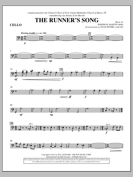 Learn to play Joseph M. Martin The Runner's Song - Cello sheet music for Choir Instrumental Pak in minutes. Price: 8.9900$ Joseph M. Martin The Runner's Song - Cello sheet music notes and chords arranged for Choir Instrumental Pak