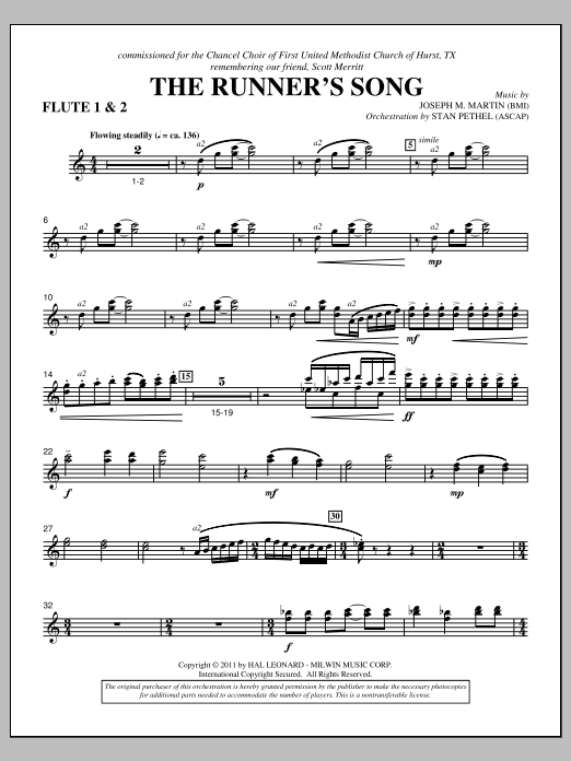 Learn to play Joseph M. Martin The Runner's Song - Flute 1 & 2 sheet music for Choir Instrumental Pak in minutes. Price: 8.9900$ Joseph M. Martin The Runner's Song - Flute 1 & 2 sheet music notes and chords arranged for Choir Instrumental Pak