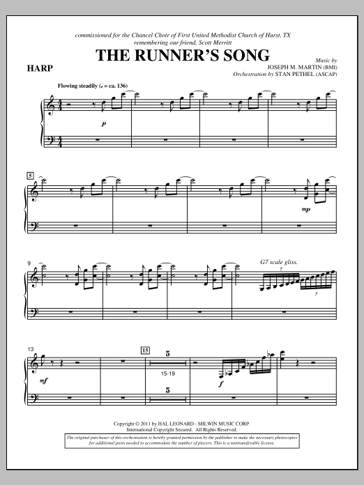 Learn to play Joseph M. Martin The Runner's Song - Harp sheet music for Choir Instrumental Pak in minutes. Price: 8.9900$ Joseph M. Martin The Runner's Song - Harp sheet music notes and chords arranged for Choir Instrumental Pak