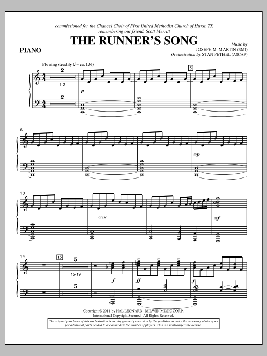 Learn to play Joseph M. Martin The Runner's Song - Piano sheet music for Choir Instrumental Pak in minutes. Price: 8.9900$ Joseph M. Martin The Runner's Song - Piano sheet music notes and chords arranged for Choir Instrumental Pak