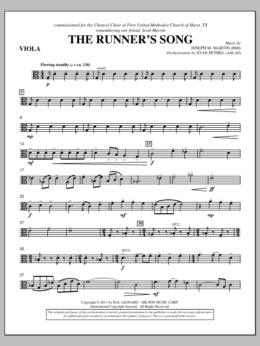 Learn to play Joseph M. Martin The Runner's Song - Viola sheet music for Choir Instrumental Pak in minutes. Price: 8.9900$ Joseph M. Martin The Runner's Song - Viola sheet music notes and chords arranged for Choir Instrumental Pak