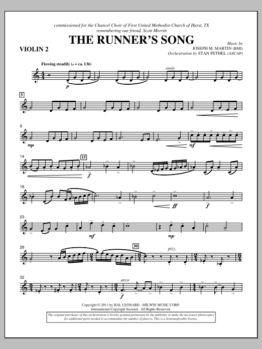 Learn to play Joseph M. Martin The Runner's Song - Violin 2 sheet music for Choir Instrumental Pak in minutes. Price: 8.9900$ Joseph M. Martin The Runner's Song - Violin 2 sheet music notes and chords arranged for Choir Instrumental Pak