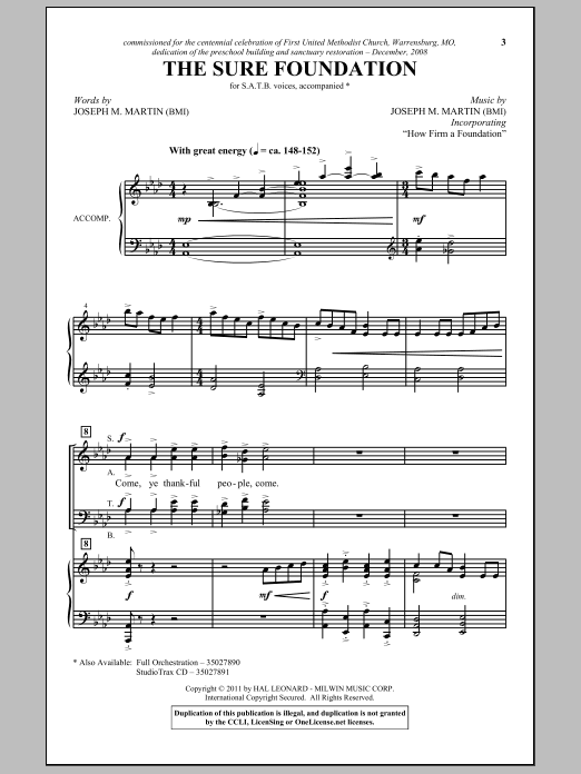 Learn to play Joseph M. Martin The Sure Foundation sheet music for SATB Choir in minutes. Price: 3.9900$ Joseph M. Martin The Sure Foundation sheet music notes and chords arranged for SATB Choir