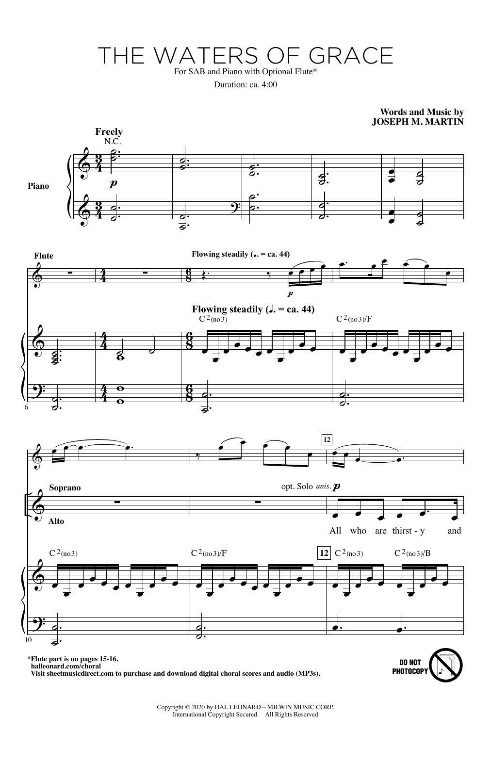 Learn to play Joseph M. Martin The Waters Of Grace sheet music for SAB Choir in minutes. Price: 3.9900$ Joseph M. Martin The Waters Of Grace sheet music notes and chords arranged for SAB Choir