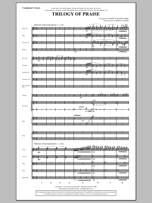 Learn to play Joseph M. Martin Trilogy Of Praise - Full Score sheet music for Choir Instrumental Pak in minutes. Price: 8.9900$ Joseph M. Martin Trilogy Of Praise - Full Score sheet music notes and chords arranged for Choir Instrumental Pak