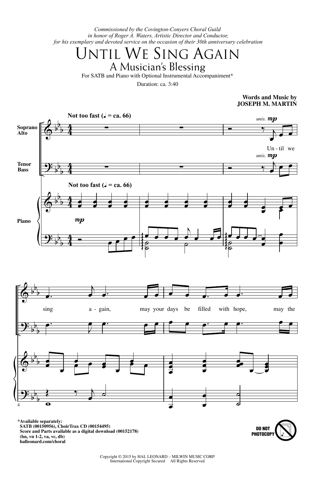 Learn to play Joseph M. Martin Until We Sing Again (A Musician's Blessing) sheet music for SATB Choir in minutes. Joseph M. Martin Until We Sing Again (A Musician's Blessing) sheet music notes and chords