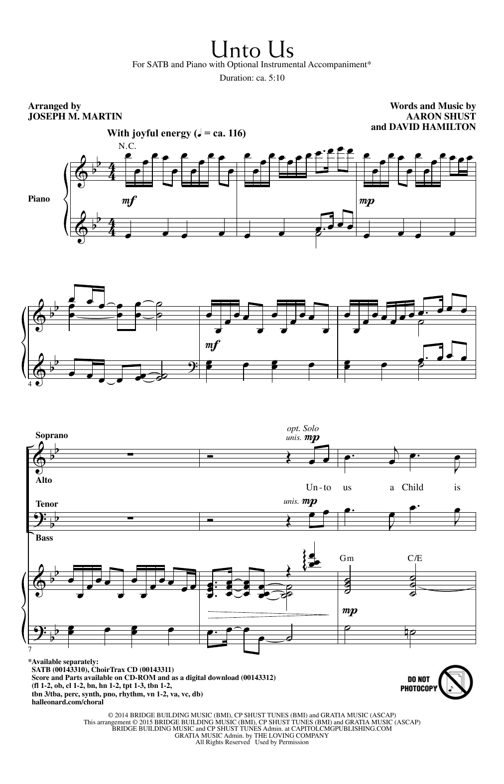 Joseph M. Martin Unto Us sheet music notes and chords. Download Printable PDF.