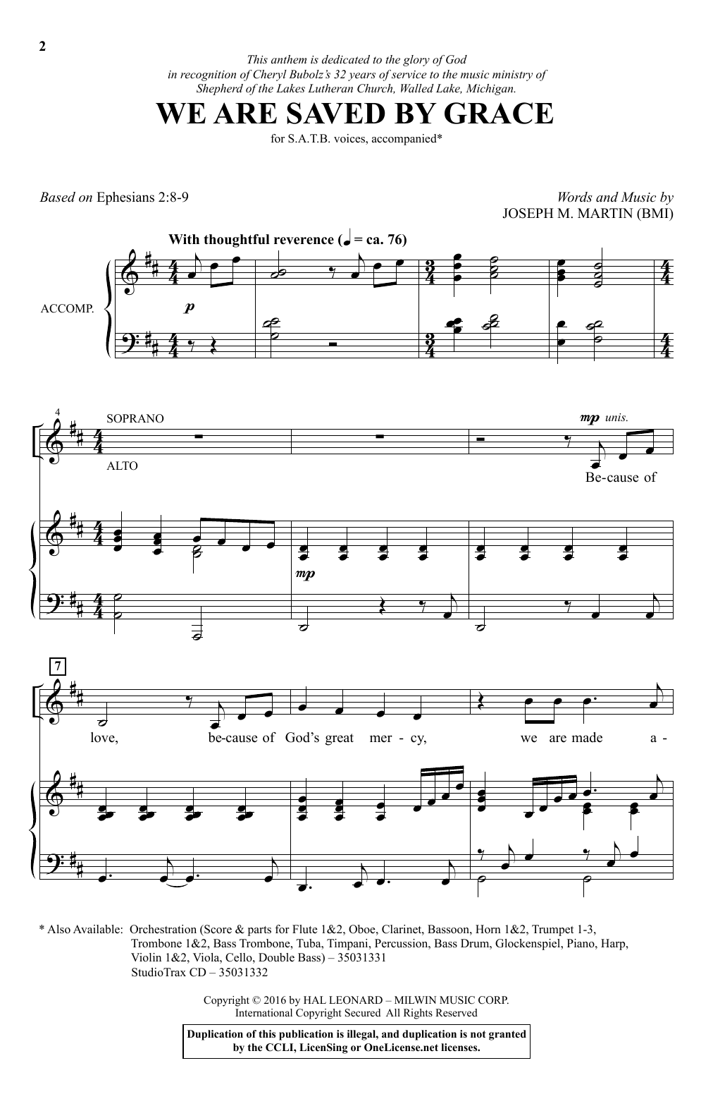 Learn to play Joseph M. Martin We Are Saved By Grace sheet music for SATB Choir in minutes. Price: 3.9900$ Joseph M. Martin We Are Saved By Grace sheet music notes and chords arranged for SATB Choir