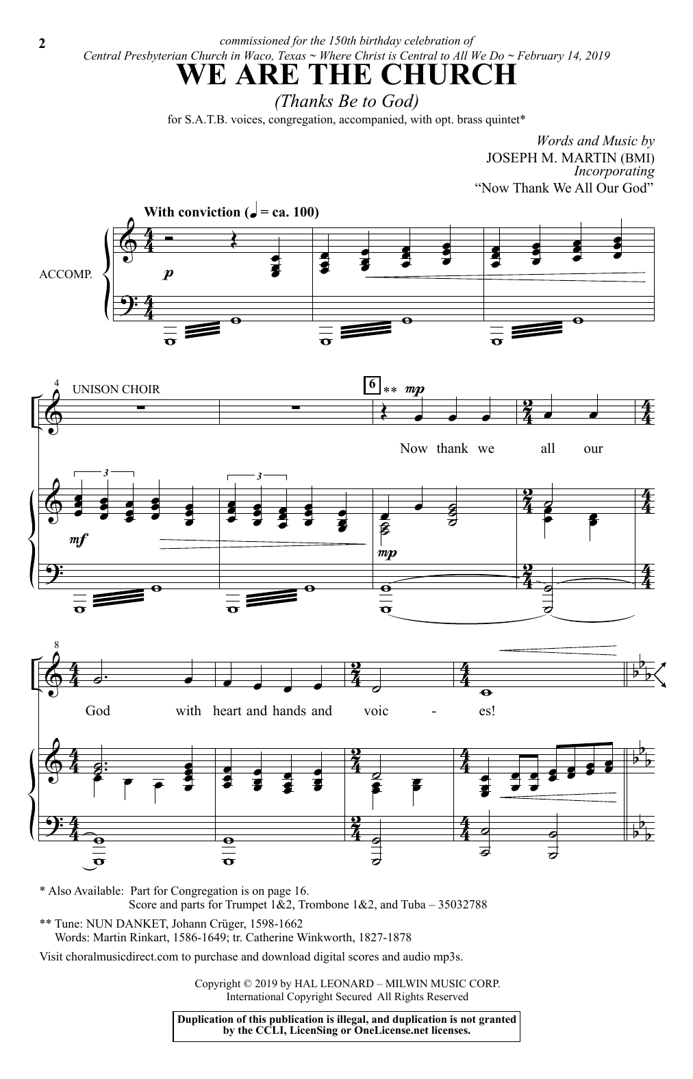 Learn to play Joseph M. Martin We Are The Church (Thanks Be To God) sheet music for SATB Choir in minutes. Price: 3.9900$ Joseph M. Martin We Are The Church (Thanks Be To God) sheet music notes and chords arranged for SATB Choir